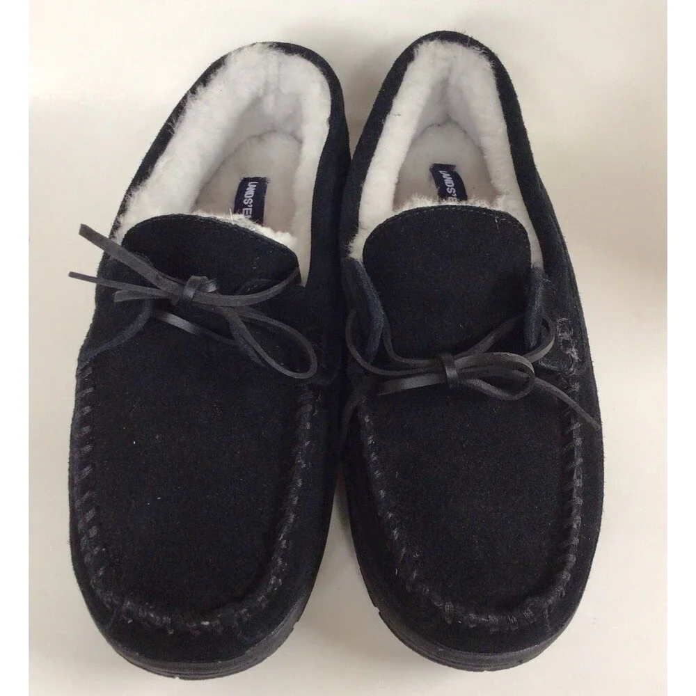 NEW LANDS’ END Men's Fuzzy Lined Lace Up Moccasin Slippers/Shoes (Size 9 M)